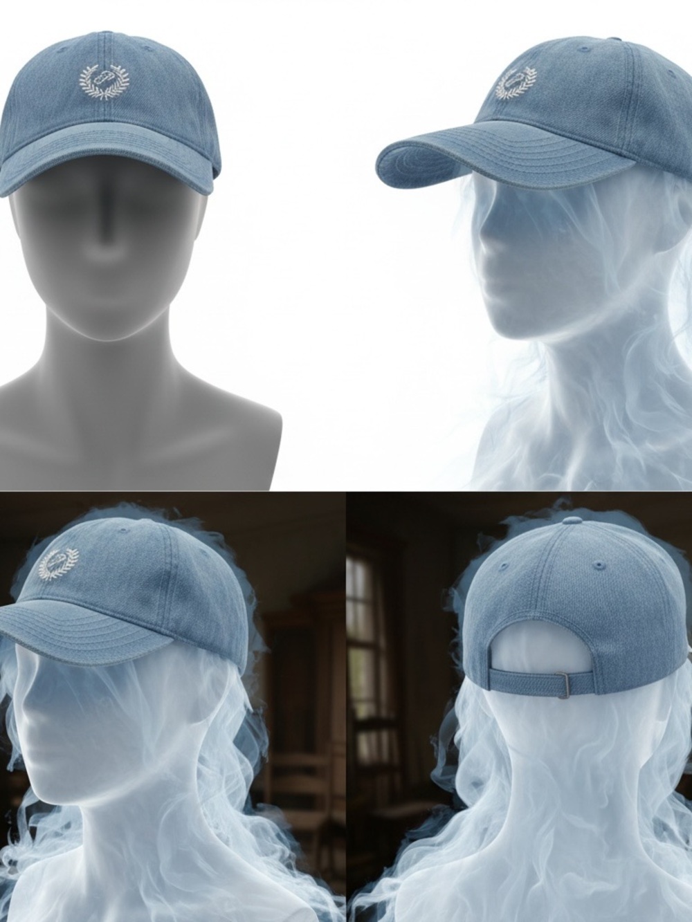 PINK Victoria’s Secret Denim Baseball Hat • Light Blue • Adjustable Cap